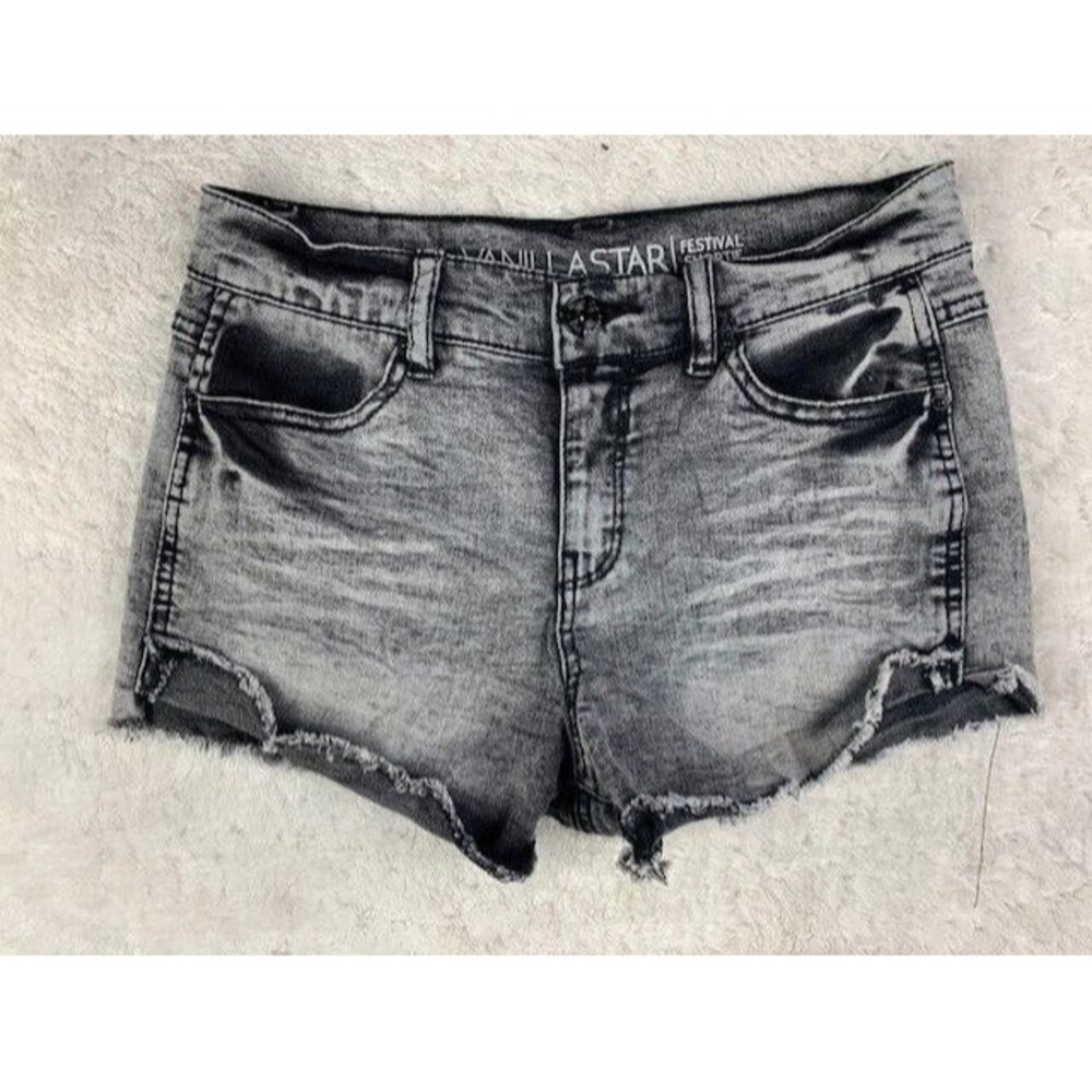 Vanilla Star Size 3 Womens Shorts Black Gray Stretch Mid Rise